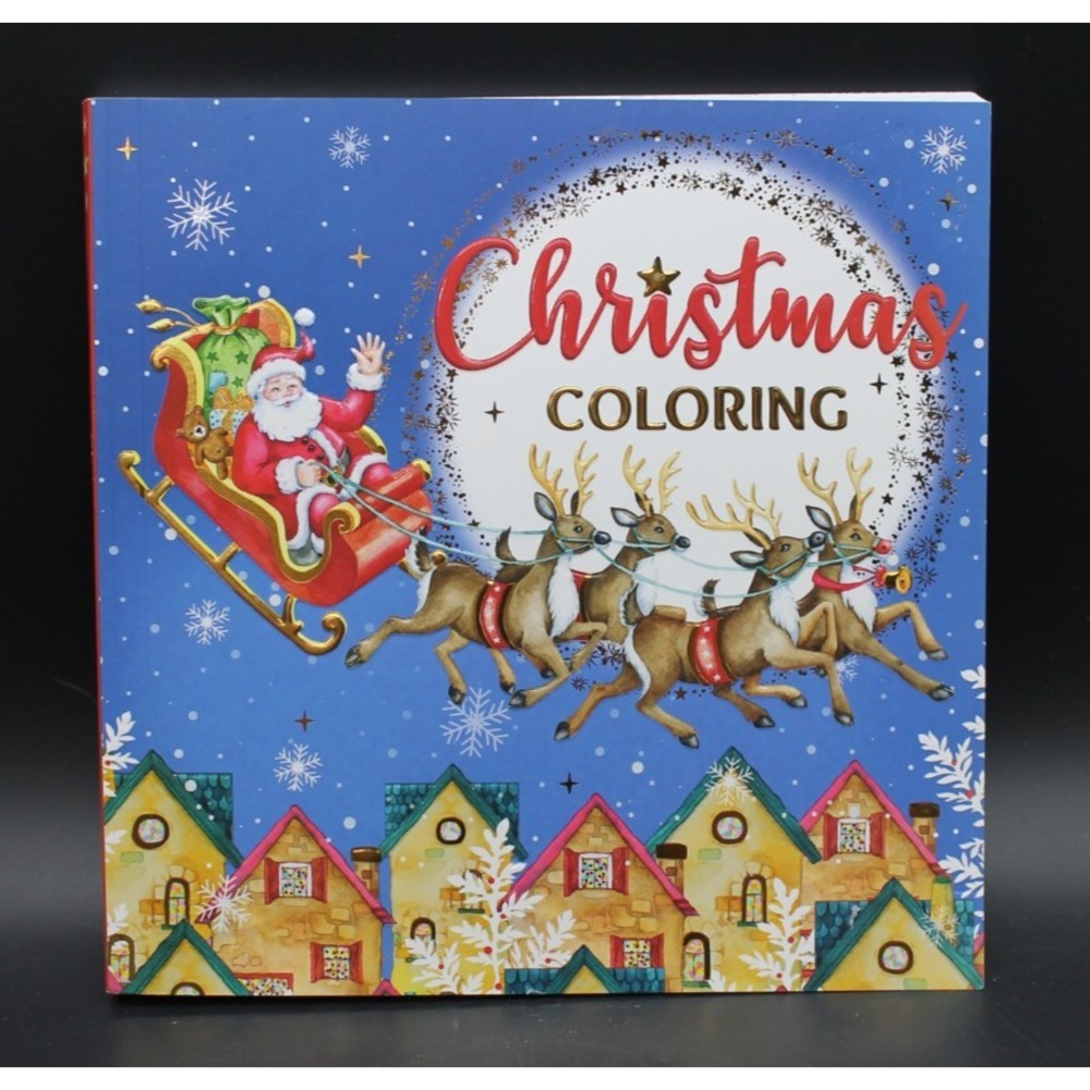 Christmas Coloring Book Holiday Santa Reindeer Winter Scenes Unused Paperback